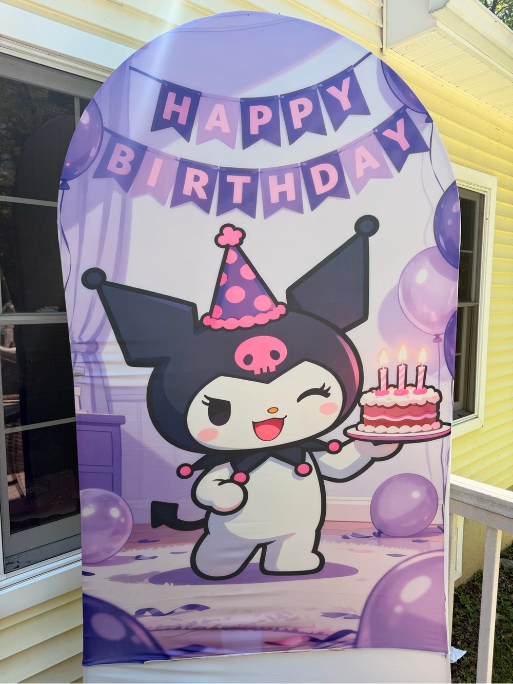 Purple Happy Birthday Backdrop - Party Decoration